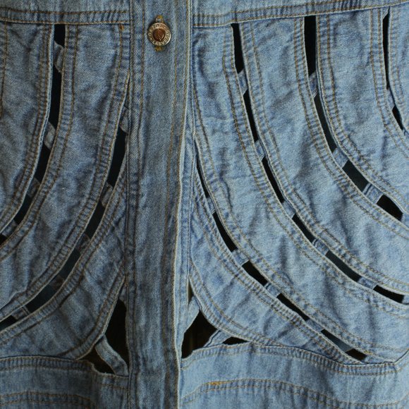 Las Vegas Quality Brand Denim Lattice Maxi Skirt - Picture 3 of 8